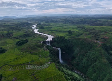 Aerial View of Phe Phe Falls Meghalaya