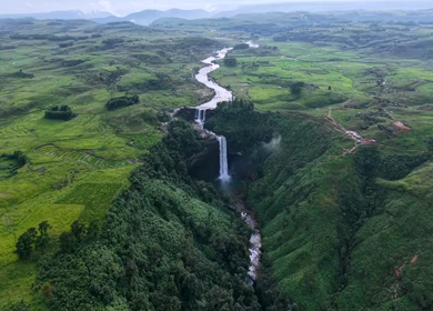 Aerial View of Phe Phe Falls Meghalaya