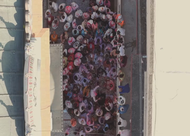 Aerial View of Prannath Ji Temple During Phoolon Ki Holi Panna Madhya Pradesh