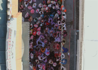 Aerial View of Prannath Ji Temple During Phoolon Ki Holi Panna Madhya Pradesh