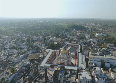 Aerial View of Prannath Ji Temple During Phoolon Ki Holi Panna Madhya Pradesh