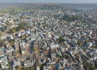 Aerial View of Prannath Ji Temple During Phoolon Ki Holi Panna Madhya Pradesh