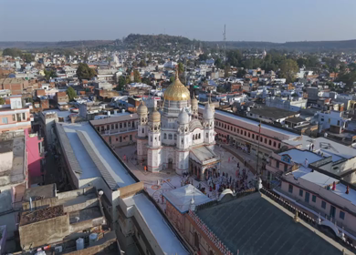 Aerial View of Prannath Ji Temple During Phoolon Ki Holi Panna Madhya Pradesh