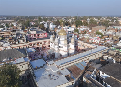 Aerial View of Prannath Ji Temple During Phoolon Ki Holi Panna Madhya Pradesh