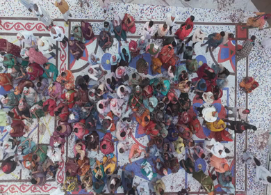Aerial View of Prannath Ji Temple During Phoolon Ki Holi Panna Madhya Pradesh