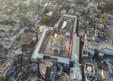 Aerial View of Prannath Ji Temple During Phoolon Ki Holi Panna Madhya Pradesh