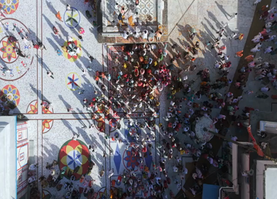 Aerial View of Prannath Ji Temple During Phoolon Ki Holi Panna Madhya Pradesh