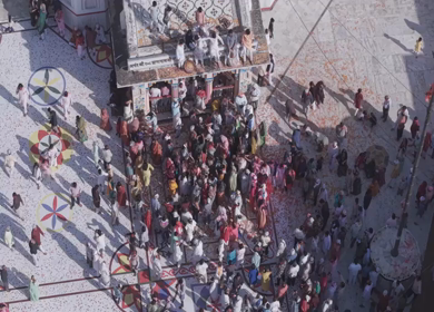 Aerial View of Prannath Ji Temple During Phoolon Ki Holi Panna Madhya Pradesh
