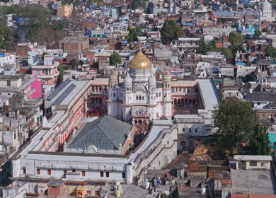Aerial View of Prannath Ji Temple During Phoolon Ki Holi Panna Madhya Pradesh