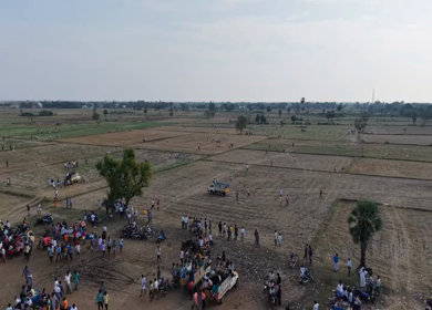 Aerial View of Pulyal Manjuvirattu Bull Taming Festival in Tamil Nadu India