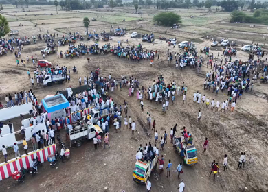 15th January 2026 : Aerial View of Pulyal Manjuvirattu Bull Taming Festival in Tamil Nadu India