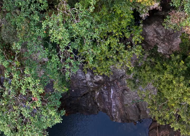 Aerial View of Pung Iyer Falls Natural Rock Pool in Meghalaya India