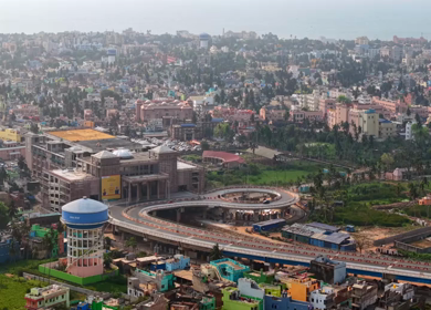 Aerial View of Puri City and Highway Infrastructure, Odisha, India