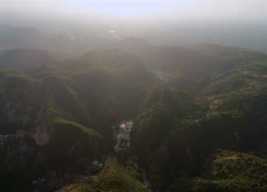 Aerial View of RAAS Devigarh Palace Fortress in Aravalli Hills Udaipur