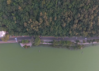 Aerial View of Raja Bhoj Statue and Upper Lake Bhopal, Madhya Pradesh