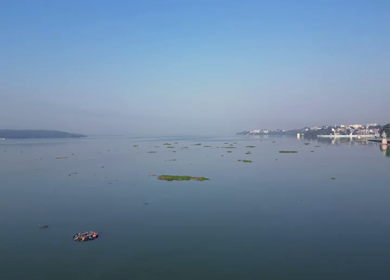 Aerial View of Raja Bhoj Statue and Upper Lake Bhopal, Madhya Pradesh