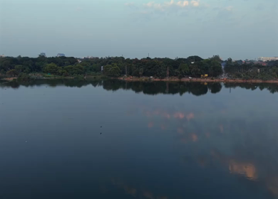 Aerial View of Raja Bhoj Statue and Upper Lake Bhopal, Madhya Pradesh