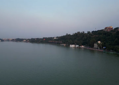 Aerial View of Raja Bhoj Statue and Upper Lake Bhopal, Madhya Pradesh