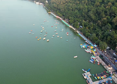 Aerial View of Raja Bhoj Statue and Upper Lake Bhopal, Madhya Pradesh