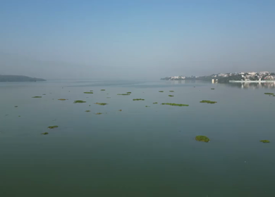 Aerial View of Raja Bhoj Statue and Upper Lake Bhopal, Madhya Pradesh