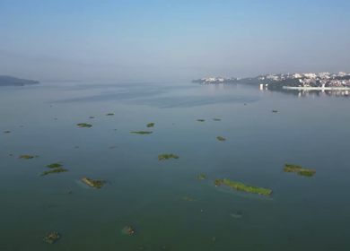 Aerial View of Raja Bhoj Statue and Upper Lake Bhopal, Madhya Pradesh