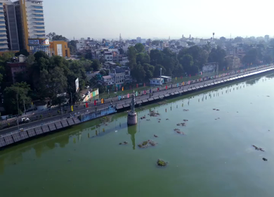 Aerial View of Raja Bhoj Statue and Upper Lake Bhopal, Madhya Pradesh