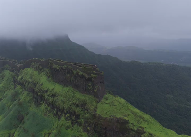 Aerial View of Rajgad Fort and Lush Sahyadri Mountains Maharashtra