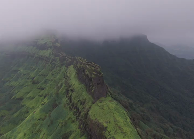 Aerial View of Rajgad Fort and Lush Sahyadri Mountains Maharashtra