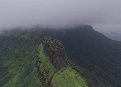 Aerial View of Rajgad Fort and Lush Sahyadri Mountains Maharashtra
