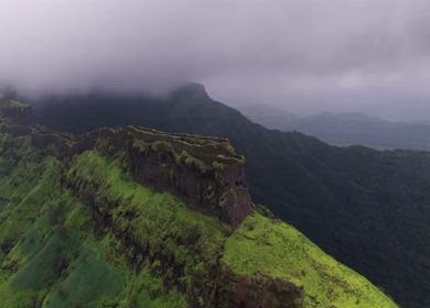 Aerial View of Rajgad Fort and Lush Sahyadri Mountains Maharashtra