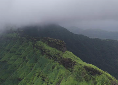 Aerial View of Rajgad Fort and Lush Sahyadri Mountains Maharashtra