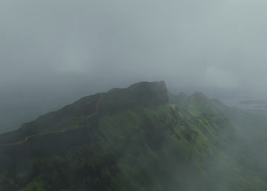 Aerial View of Rajgad Fort and Lush Sahyadri Mountains Maharashtra