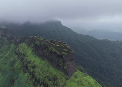 Aerial View of Rajgad Fort and Lush Sahyadri Mountains Maharashtra