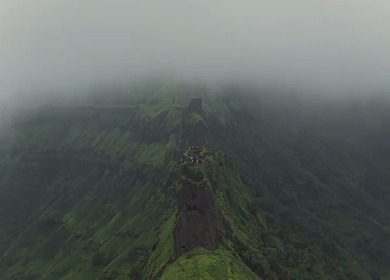 Aerial View of Rajgad Fort and Lush Sahyadri Mountains Maharashtra