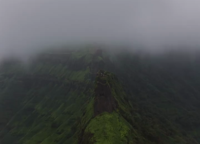 Aerial View of Rajgad Fort and Lush Sahyadri Mountains Maharashtra