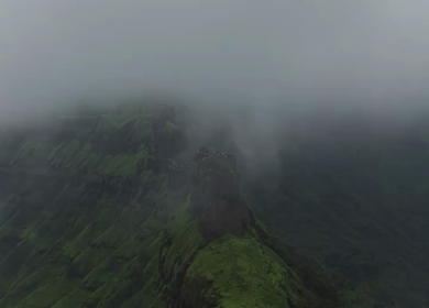 Aerial View of Rajgad Fort and Lush Sahyadri Mountains Maharashtra