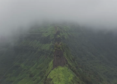 Aerial View of Rajgad Fort and Lush Sahyadri Mountains Maharashtra