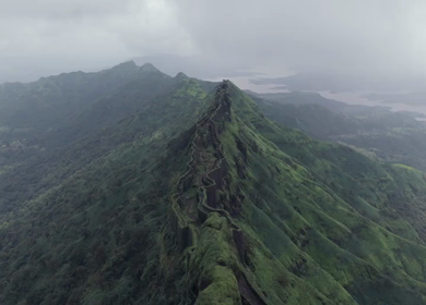 Aerial View of Rajgad Fort and Lush Sahyadri Mountains Maharashtra