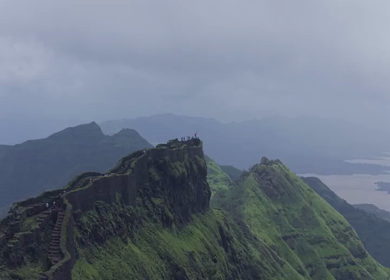 Aerial View of Rajgad Fort and Lush Sahyadri Mountains Maharashtra