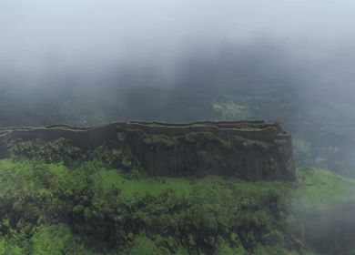 Aerial View of Rajgad Fort and Lush Sahyadri Mountains Maharashtra