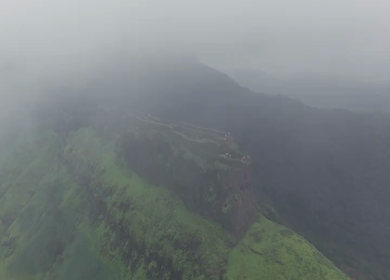 Aerial View of Rajgad Fort and Lush Sahyadri Mountains Maharashtra
