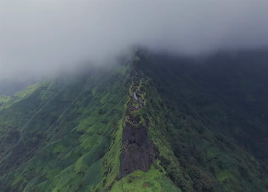 Aerial View of Rajgad Fort and Lush Sahyadri Mountains Maharashtra