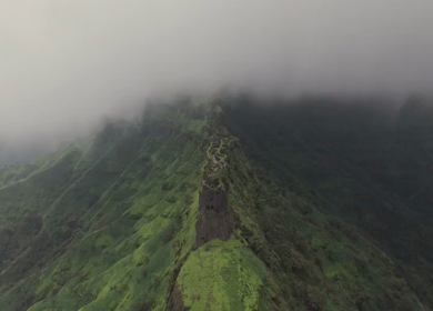 Aerial View of Rajgad Fort and Lush Sahyadri Mountains Maharashtra