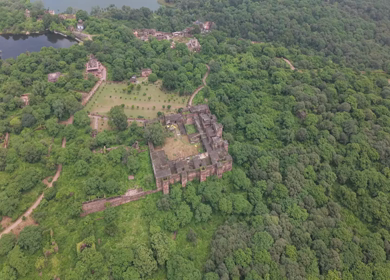 Aerial View of Ranthambore Fort and Lush Landscape Rajasthan