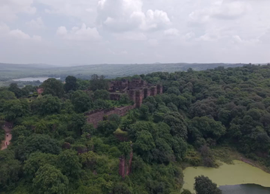 Aerial View of Ranthambore Fort and Lush Landscape Rajasthan