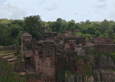 Aerial View of Ranthambore Fort and Lush Landscape Rajasthan