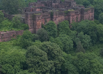 Aerial View of Ranthambore Fort and Lush Landscape Rajasthan