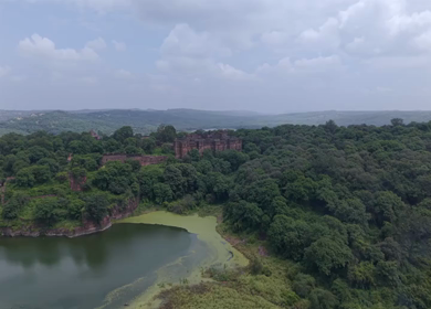 Aerial View of Ranthambore Fort and Lush Landscape Rajasthan