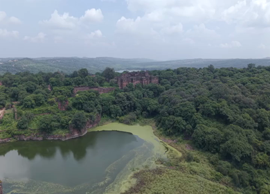 Aerial View of Ranthambore Fort and Lush Landscape Rajasthan