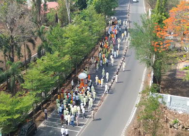 Aerial View of Hindu Religious Procession Near Khopali Mandir Maharashtra